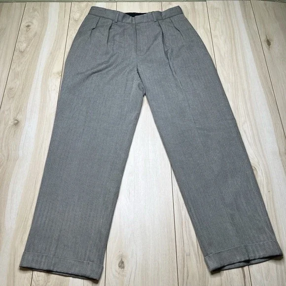 Ralph Lauren Polo Golf Herringbone Silk Cotton Pants Gray Men's Size 34x30 VTG